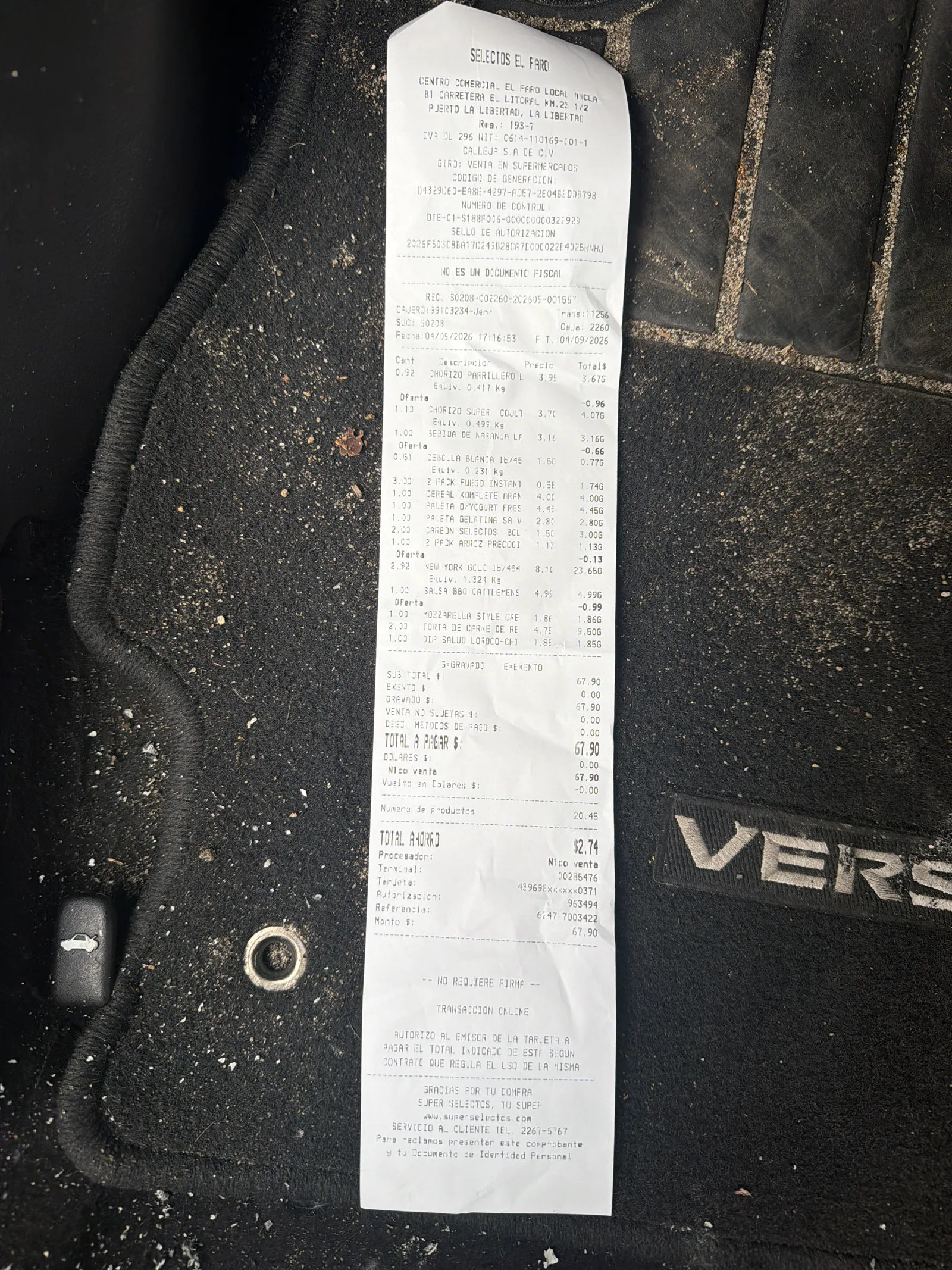 The receipt. Three pounds of strip is the big line.