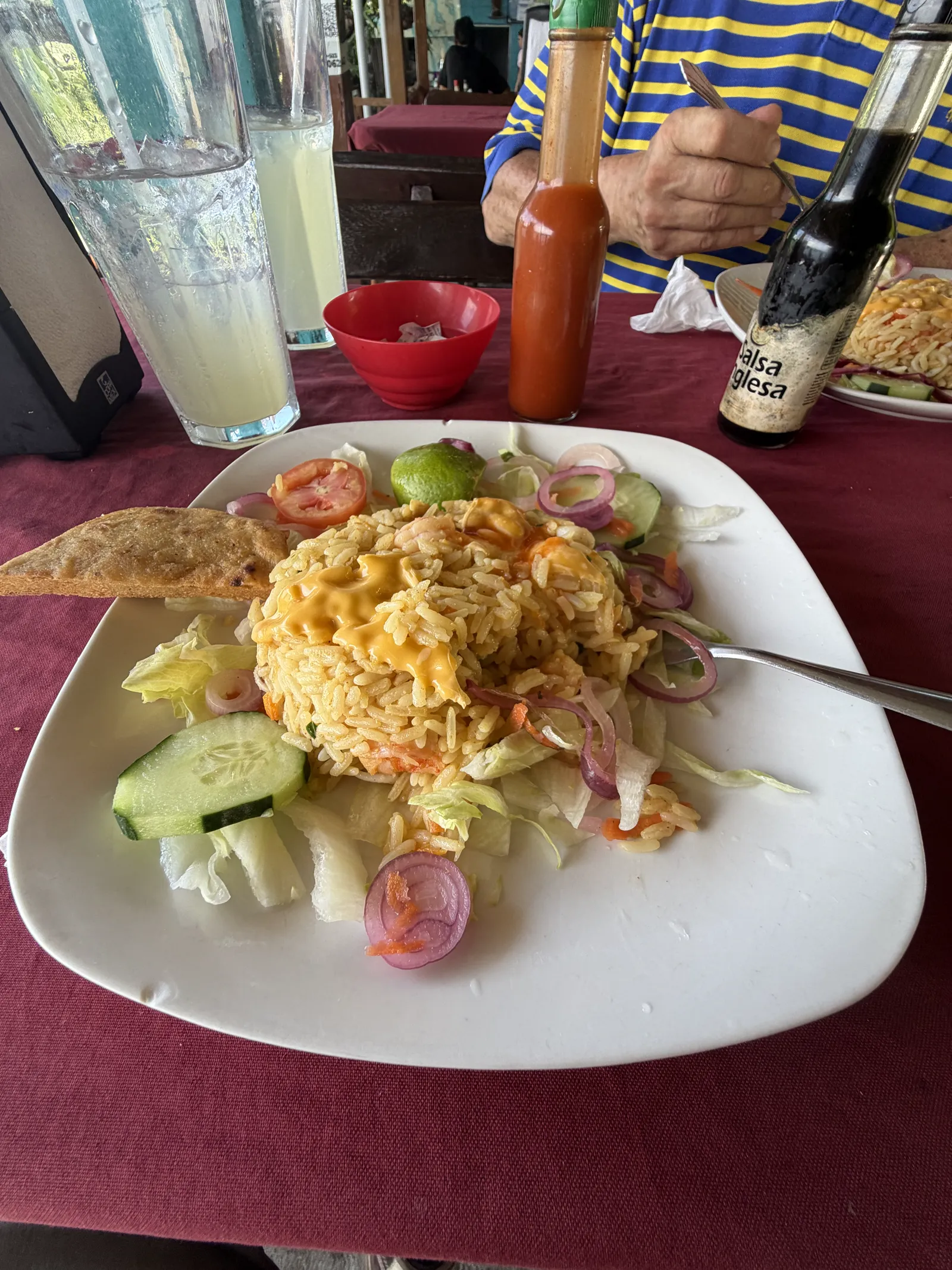 Shrimp and calamari rice, six dollars.
